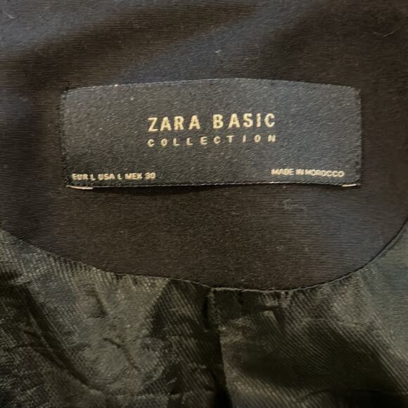 Zara Basic Collection Woman’s Puff Sleeve Zip Up Blazer/Jacket - Size L Black - Picture 11 of 11